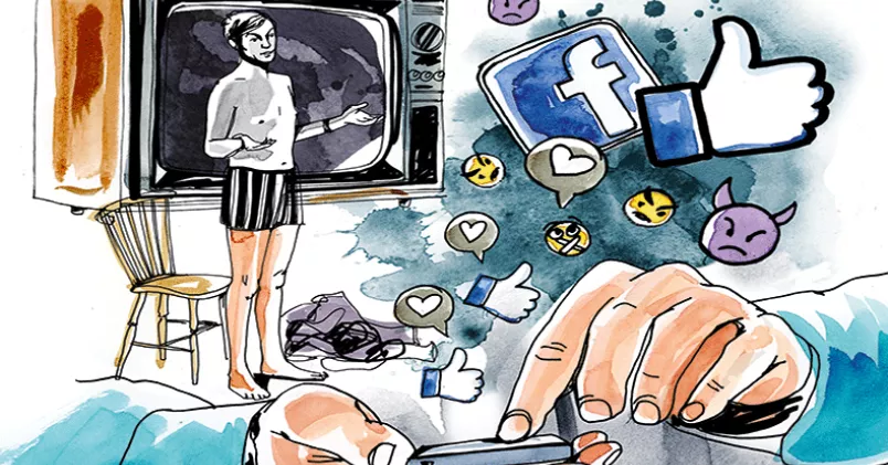 - Det verkar också som att man använder grövre språkbruk än tidigare, inte minst i chatforum där man inte ser varandra, säger Markus Fellesson. Illustration: SaraMara/Söderberg Agentur