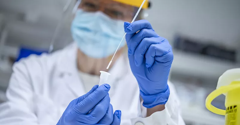 Snabbtest av corona är något mindre tillförlitligt än PCR-test, men har fördelen att de ger svar på mindre än 30 minuter. Johan Nilsson / TT