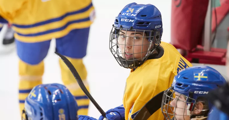 Damhockeyspelarna, däribland Erika Grahm, går samman på att kunna påverka. Andreas Hillergren/ TT