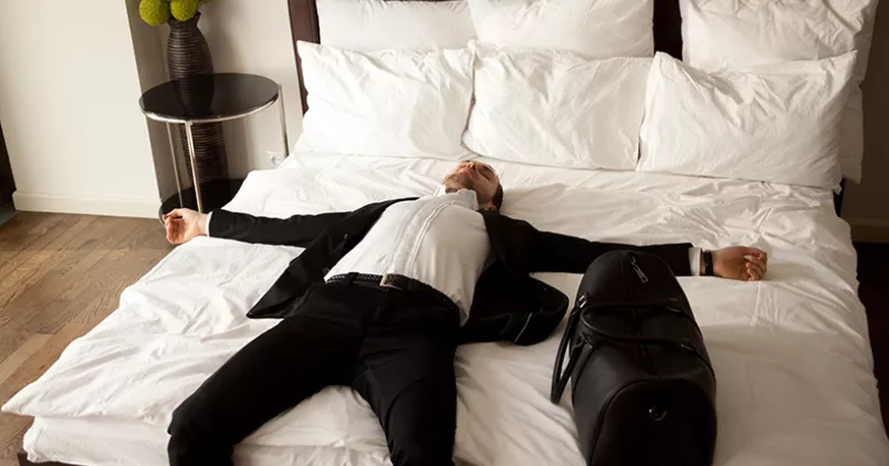 På en intensiv affärsresa upplever många att det är svårt att bevara nyttiga rutiner. Aleksandr/Colourbox.com