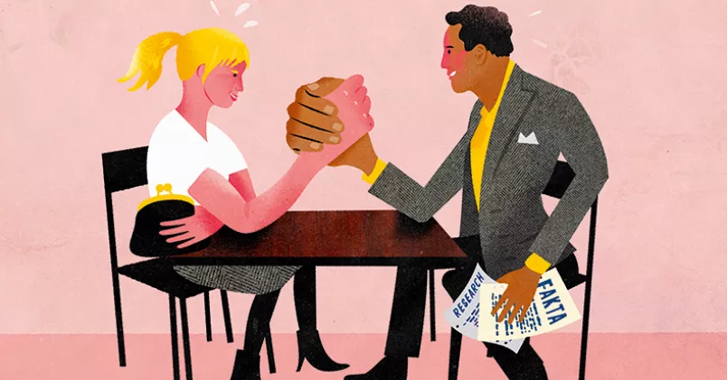 Börja öva redan nu inför nästa års löneförhandling. Illustration: Jens Magnusson