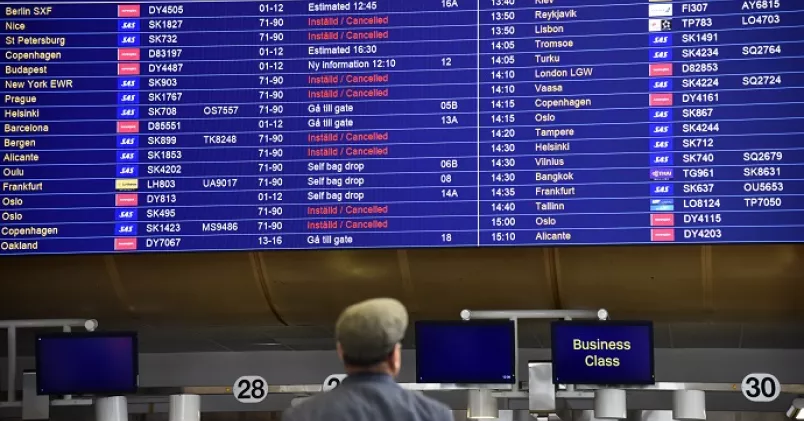 SAS-strejken har lett till att 1 200 flyg ställs in under måndagen och tisdagen. 110 000 resenärer drabbas. Tove Eriksson/ TT