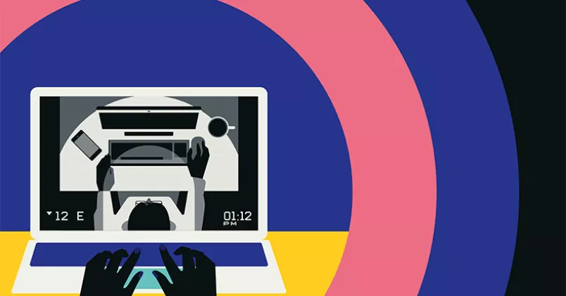 Med hjälp av datorprogram kan arbetsgivaren se var du är och vad du gör på din arbetstid. Illustration: Bo Lundberg