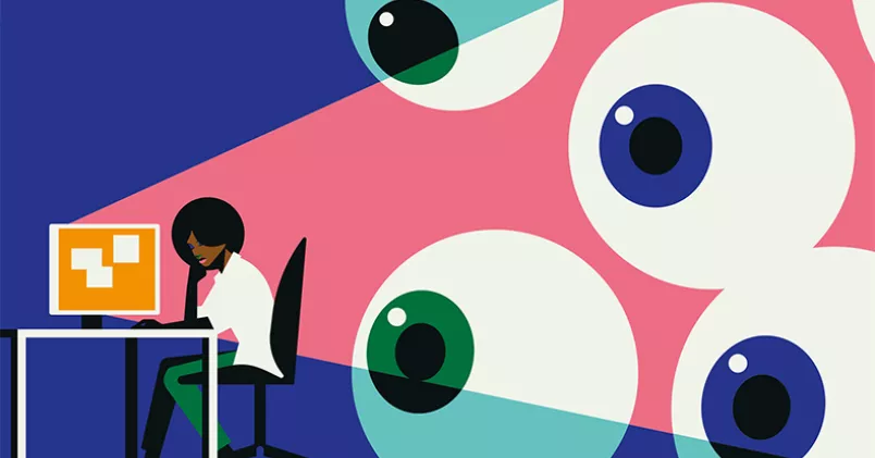 Vilka webbplatser du besöker är lätt för arbetsgivaren att kontrollera. Illustration: Bo Lundberg