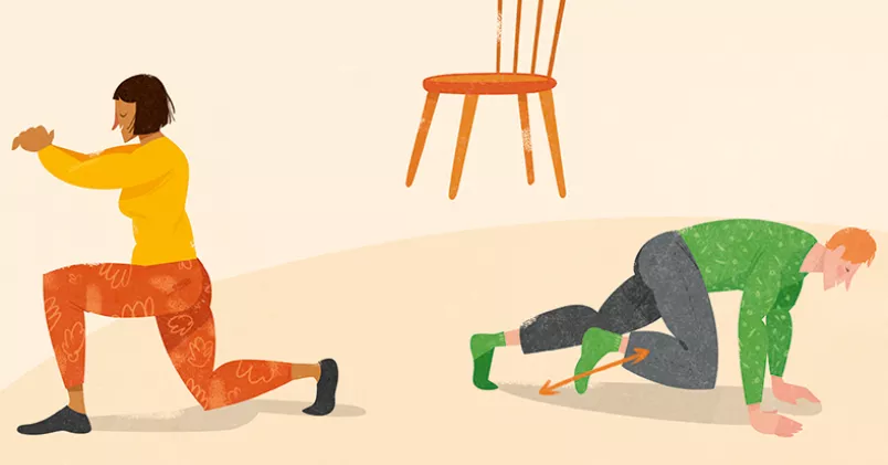 Blir det mycket stillasittande när du jobbar hemifrån? Illustration: Mattias Käll