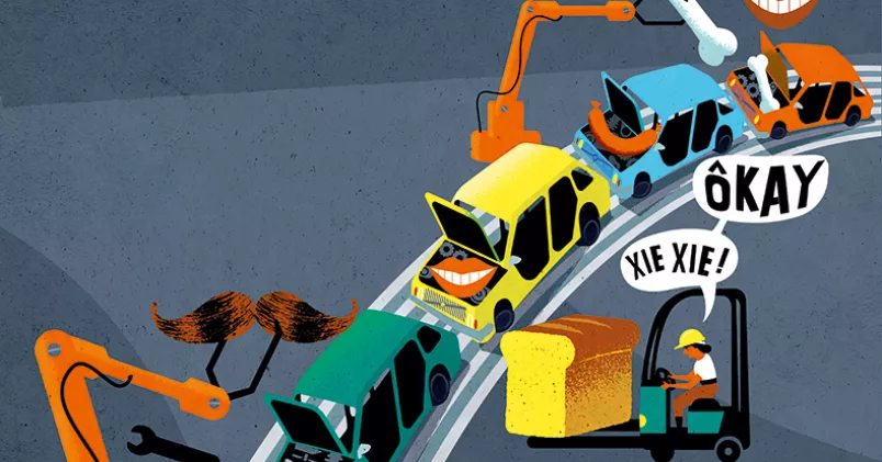 Många arbetsplatser utvecklar sitt eget språk. Illustration: Jens Magnusson