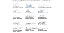 Underskrifter från 15 ordföranden för fackliga centralorganisationer.